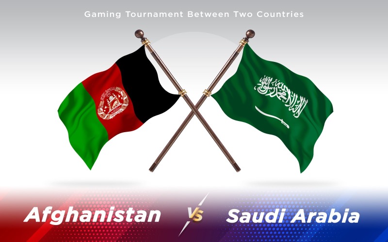 Afghanistan kontra Saudiarabien Flaggor för två länder - Illustration