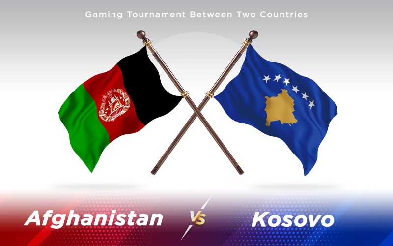 Afghanistan versus Kosovo Two Countries Flags - Illustration