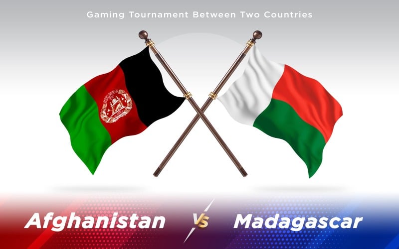 Afghanistan versus Madagascar Two Countries Flags - Illustration