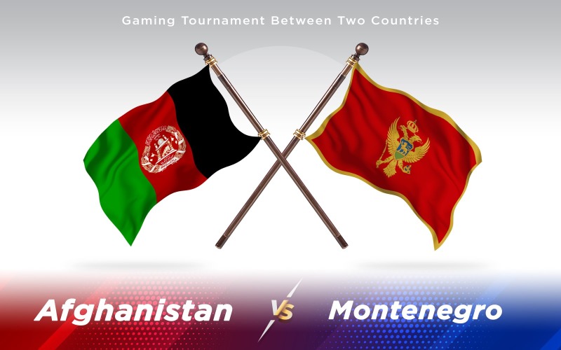 Afghanistan versus Montenegro Two Countries Flags - Illustration