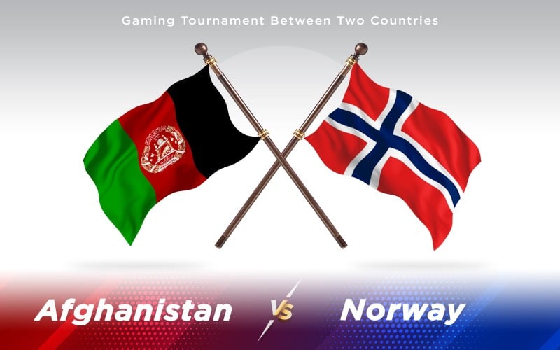 Afghanistan versus Norway Two Countries Flags - Illustration