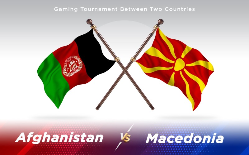 Afghanistan vs Macedonia Two Countries Flags Background Design - Illustration