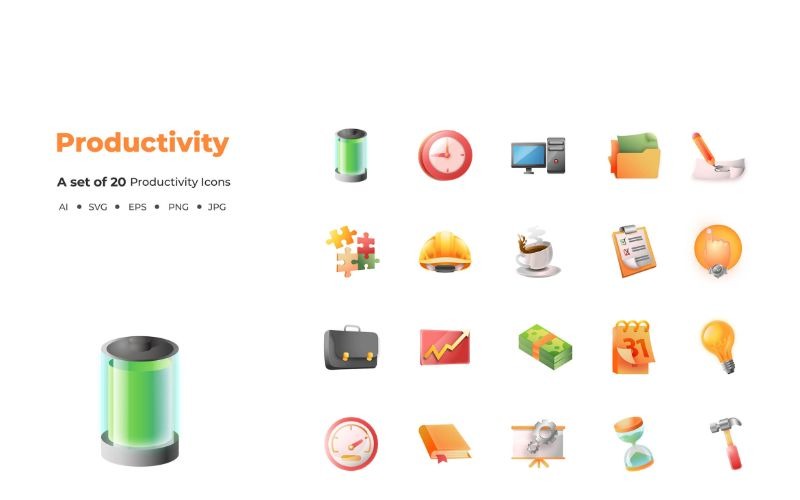 Download Иллюстрация "Productivity - Illustration" / Productivity - Illustration - Иллюстрация на тему графика icon,icons,flat,vector,illustration,graphic,design