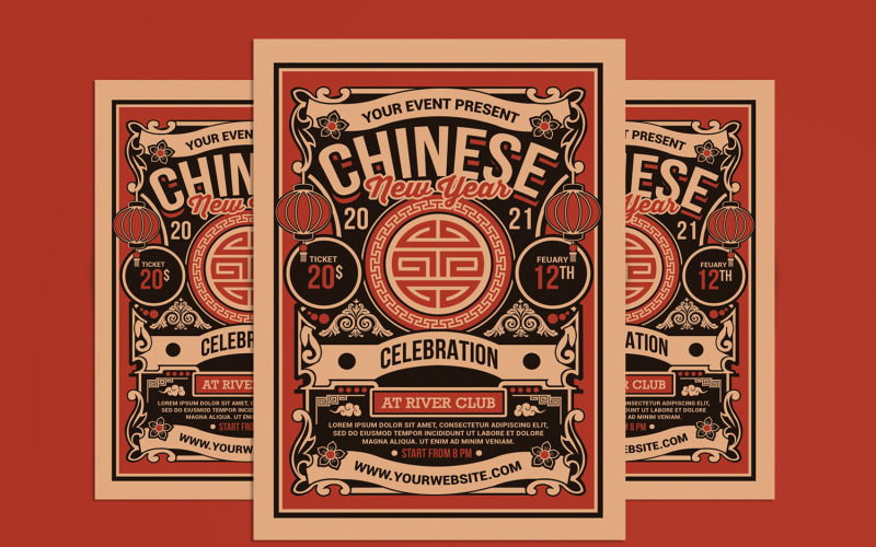 Chinees Nieuwjaar viering Flyer - huisstijl sjabloon