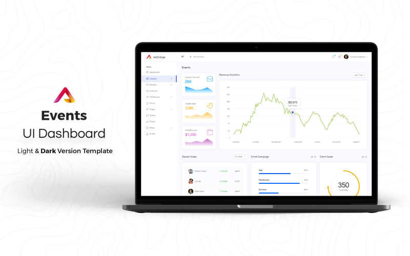 Events Admin Dashboard UI Elements