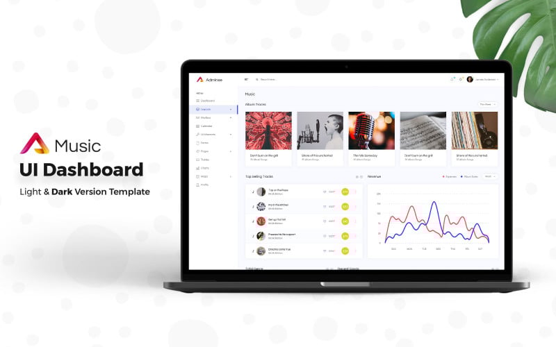 Music Admin Dashboard UI Elements