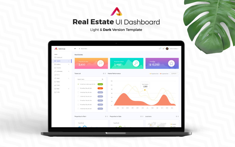 Real Estate Admin Dashboard UI-elementen