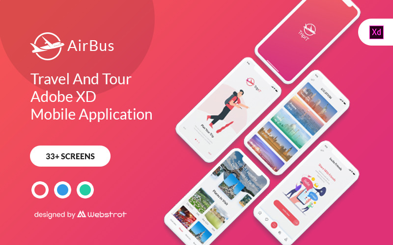 Airbus - Елементи інтерфейсу мобільного додатка Adobe XD для подорожей