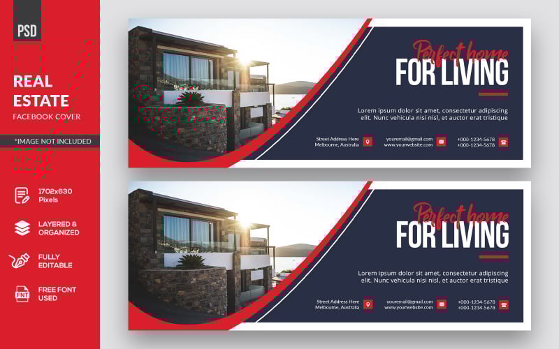 Download Шаблон для соцсетей "Creative Real Estate Facebook Cover Social Media Template" / Creative Real Estate Facebook Cover Social Media Template - Шаблон для соцсетей на тему графика facebook,cover,banner,page,facebook cover,social media,business,real estate,city,graphic,office,house,industry,construction,home,industrial,architecture,modern,template,advertising