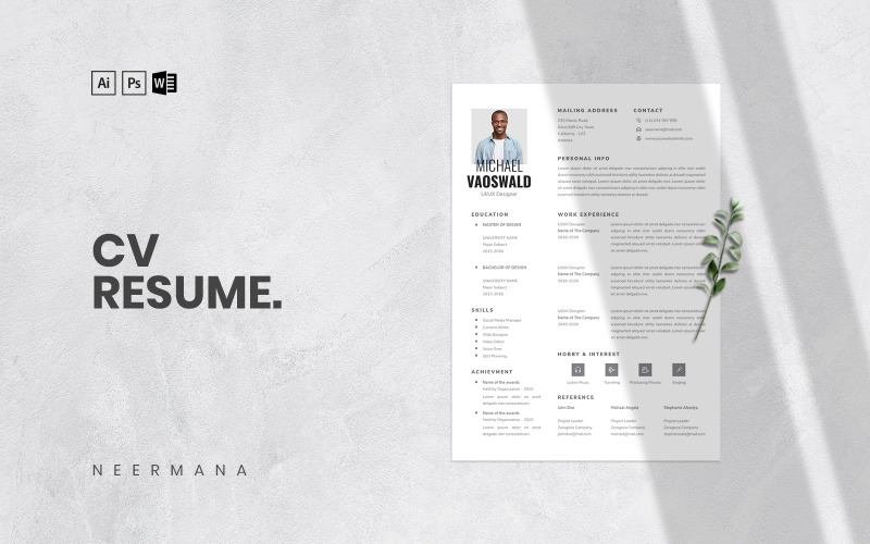 Download Резюме "CV - Professional, Creative &amp; Clean Design Resume Template" / CV - Professional, Creative &amp; Clean Design Resume Template - Резюме на тему графика resume,cv,curriculum vitae,cover letter,professional,template,business,startups,introduction,creative,multipurpose,construction,architecture,education,investment,fashion,cosmetics,minimal,sim