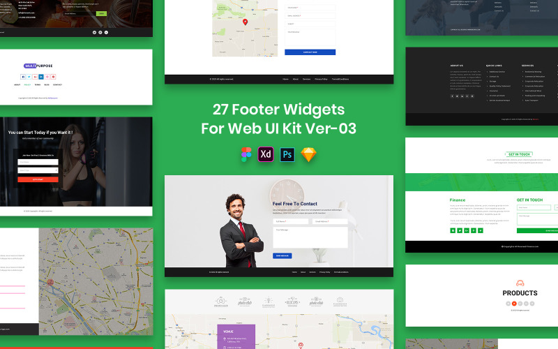 27 Fußzeilen-Widgets für das Web UI Kit Ver-03
