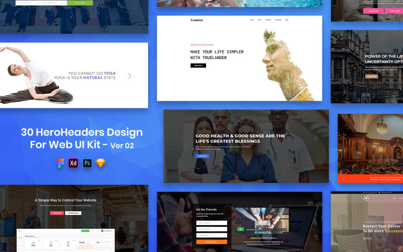 30 Hero Headers per gli elementi dell'interfaccia utente della versione Web B.