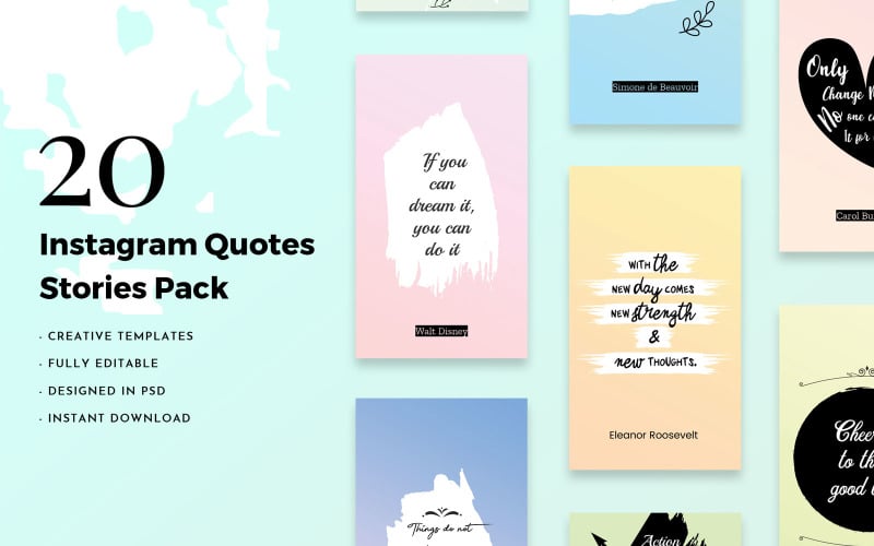 Download Шаблон для соцсетей "Instagram Quotes Stories Social Media Template" / Instagram Quotes Stories Social Media Template - Шаблон для соцсетей на тему графика creative,instagram,quotes,stories,template,story,facebook,quote,templates,social,media,pack,kit,promotions,business