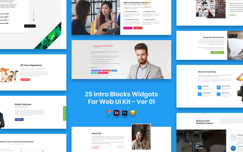 25 Intro Blocks Widgets für das Web UI Kit Ver-01