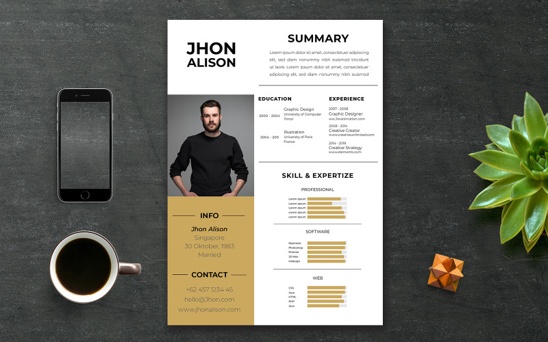 Download Резюме "Simple Resume Template" / Simple Resume Template - Резюме на тему графика cv resume job office simple creative elegant professional employment minimal curiculumvitae skill printableresume cvresume