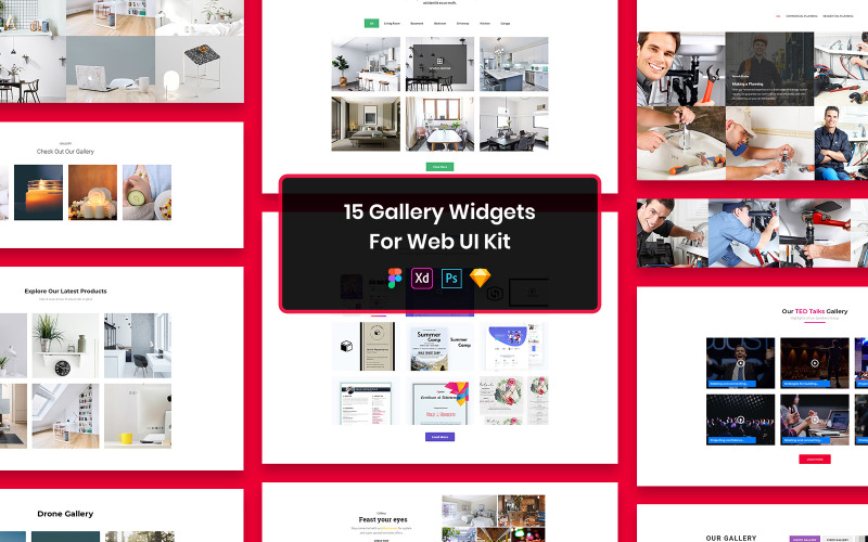 15 widgets de galerie pour le kit d'interface utilisateur Web
