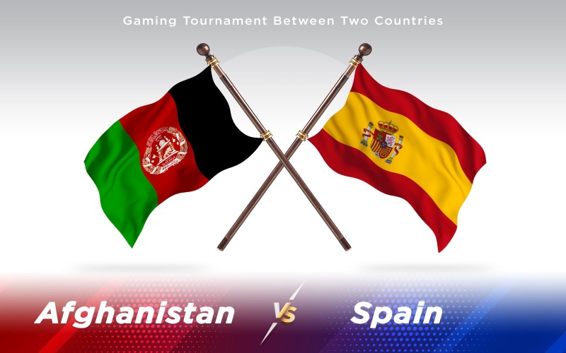 Afganistán versus banderas de dos países de España - ilustración