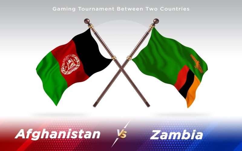 Afghanistan versus Zambia Two Countries Flags - Illustration