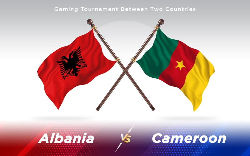 Albánia kontra Kamerun két ország zászlói - illusztráció