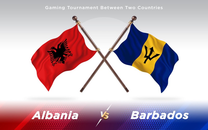 Албания против флагов двух стран Барбадоса - Иллюстрация