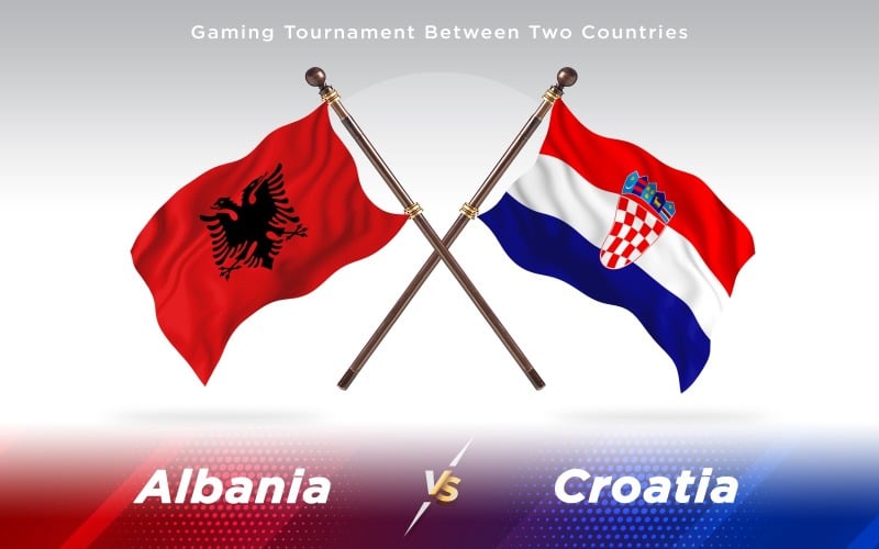 Albania versus Croatia Two Countries Flags Illustration