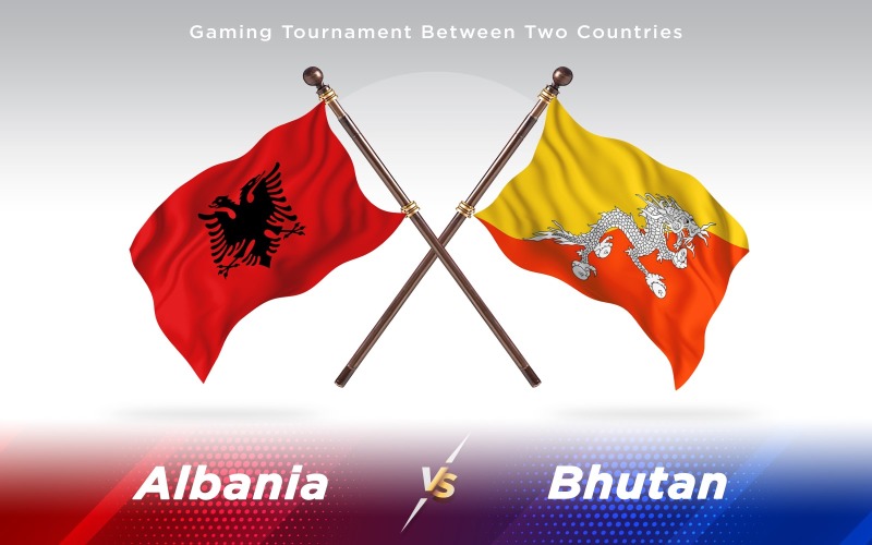 Albanien gegen Bhutan Zwei Länder Flaggen - Illustration