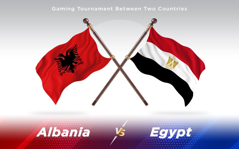 Albanien kontra Egypten två länder flaggor - Illustration