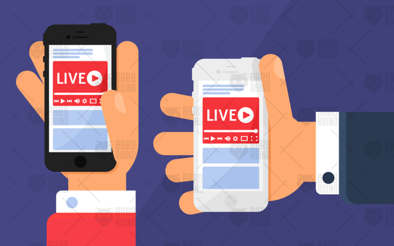 Download Иллюстрация "Live Streaming In Hand - Illustration" / Live Streaming In Hand - Illustration - Иллюстрация на тему графика live,streaming,producing,news,broadcast,stream,irl,mobile,smartphone,podcast,business,social,network,player,online,hands,vlog,technology,internet,viewing