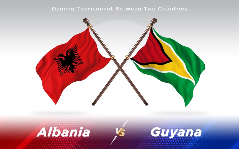 Albánia és Guyana két ország zászlói - illusztráció