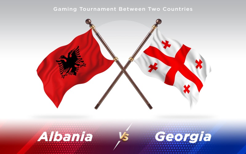Albánia kontra Georgia két ország zászlói - illusztráció