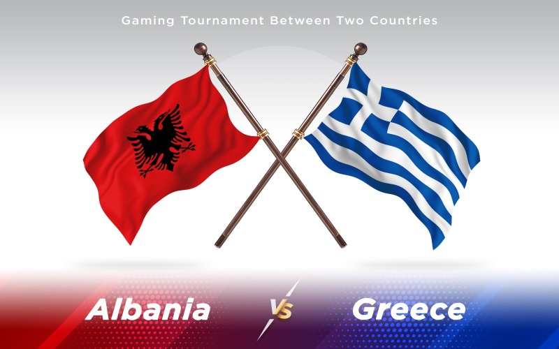 Download Иллюстрация "Albania versus Greece Two Countries Flags - Illustration" / Albania versus Greece Two Countries Flags - Illustration - Иллюстрация на тему графика national,patriotic,europe,asia,republic,map,flag,country,cartography,geography,nation,illustration,graphic,vector,state,world,isolated,symbol,border,icon