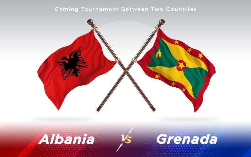 Albania versus Grenada Two Countries Flags - Illustration