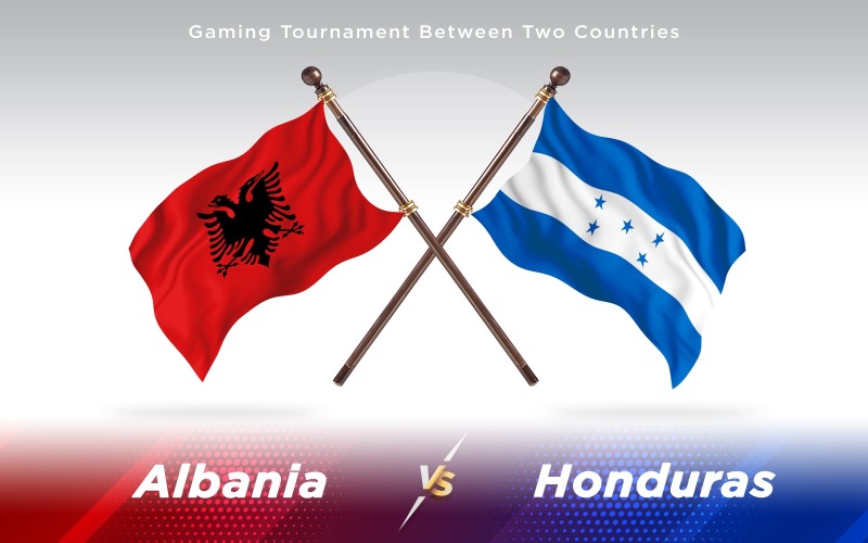 Albania versus Honduras Two Countries Flags - Illustration