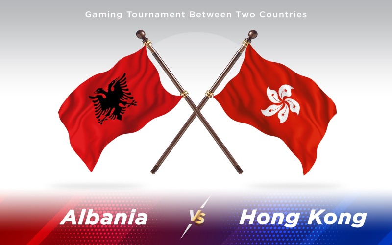 Arnavutluk ve Hong Kong İki Ülkenin Bayrakları - İllüstrasyon
