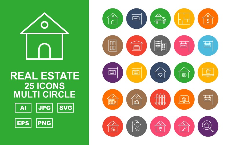 Набор иконок 25 Premium Real Estate Multi Circle
