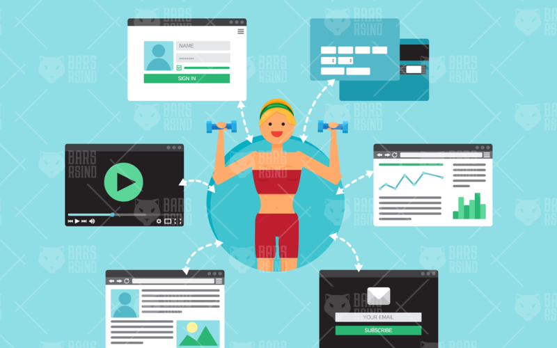 Download Фирменный стиль "Online Sport Trend - Corporate Identity Template" / Online Sport Trend - Corporate Identity Template - Фирменный стиль на тему графика card,template,web,blog,vector,website,sport,mockup,app,business,shop,technology,form,software,video,fitness,teacher,social,search,course,newsletter,mail,interface,network,frame,people,element