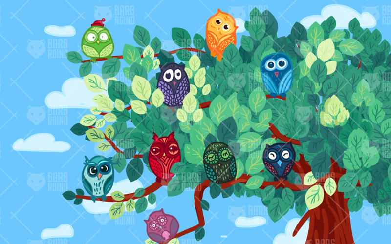 Download Фирменный стиль "Owls On The Tree - Corporate Identity Template" / Owls On The Tree - Corporate Identity Template - Фирменный стиль на тему графика fun,vintage,poster,retro,cute,children,autumn,winter,vector,fabric,art,collection,drawn,happy,hand,spring,tree,forest,background,gift,print,drawing,cartoon,funny,character,family,sky,element,