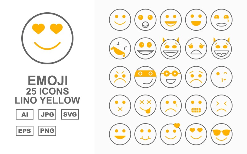 25 преміальних Emoji Lino жовтий набір іконок