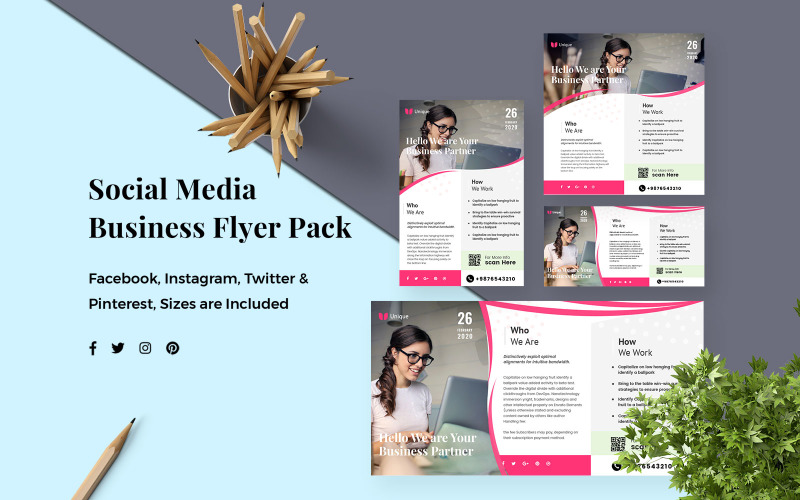 Download Шаблон для соцсетей "Business Pack Social Media Template" / Business Pack Social Media Template - Шаблон для соцсетей на тему графика instagram,facebook,banner,promotion,twitter,social,media,pack,pinterest,kit,business,professional,template,creative,minimal