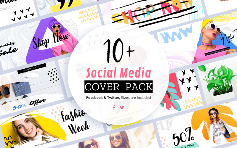Download Шаблон для соцсетей "Creative Cover Templates for Social Media" / Creative Cover Templates for Social Media - Шаблон для соцсетей на тему графика social,media,cover,templates,facebook,twitter,creative,business,blog,fashion,shop,magazine,template,covers,minimal