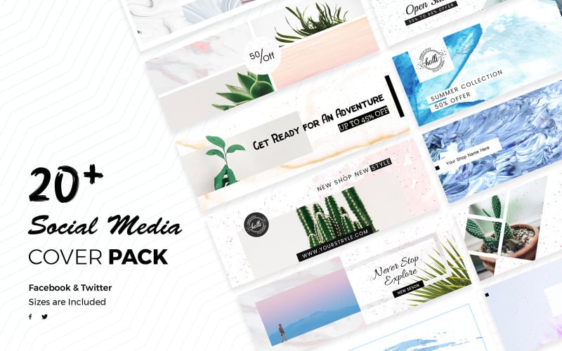 Download Шаблон для соцсетей "Creative Facebook &amp; Twitter Cover Social Media Template" / Creative Facebook &amp; Twitter Cover Social Media Template - Шаблон для соцсетей на тему графика creative,facebook,twitter,cover,template,templates,business,blog,fashion,shop,magazine,social,media,banner,promotions