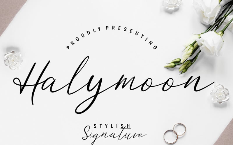 Halymoon stijlvol handtekening lettertype