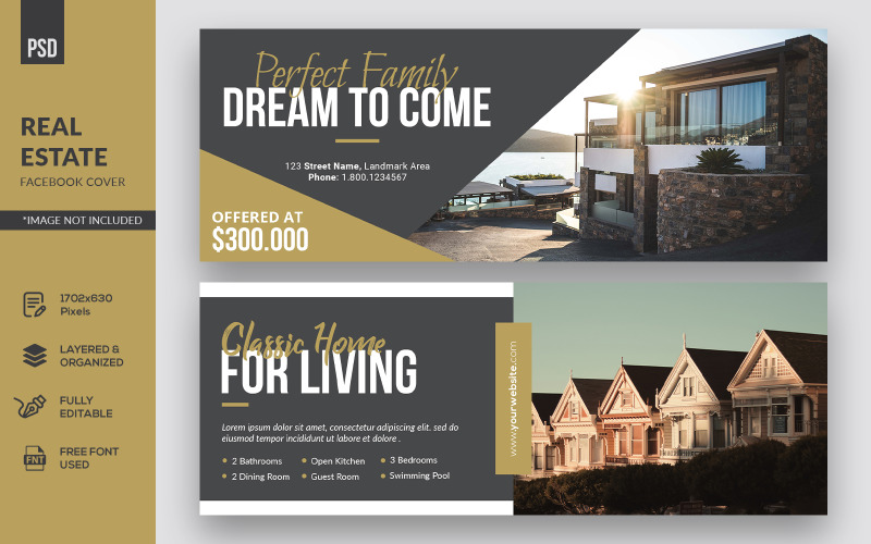 Download Шаблон для соцсетей "Minimalist Classic Real Estate Facebook Cover Bundle Social Media Template" / Minimalist Classic Real Estate Facebook Cover Bundle Social Media Template - Шаблон для соцсетей на тему графика facebook,cover,banner,page,facebook cover,social media,business,real estate,city,graphic,office,house,industry,construction,home,industrial,architecture,modern,template,advertising