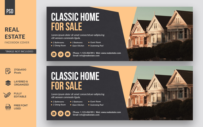 Download Шаблон для соцсетей "Minimalist Classic Real Estate Facebook Cover Social Media Template" / Minimalist Classic Real Estate Facebook Cover Social Media Template - Шаблон для соцсетей на тему графика facebook,cover,banner,page,facebook cover,social media,business,real estate,city,graphic,office,house,industry,construction,home,industrial,architecture,modern,template,advertising