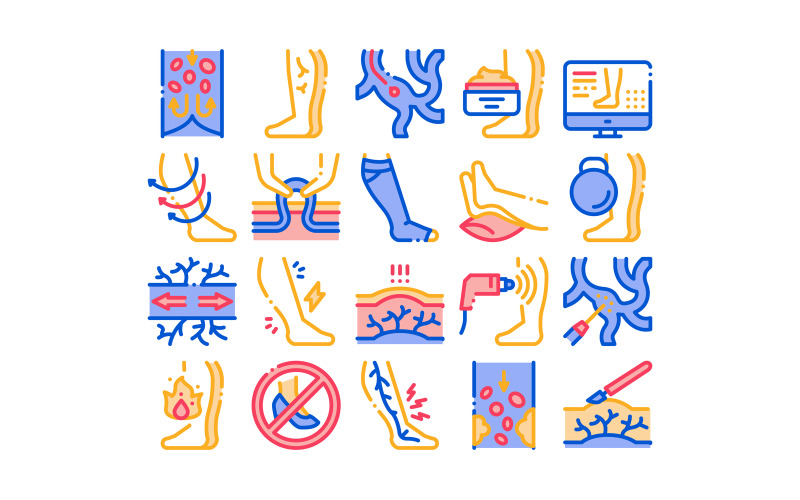 Набор Коллекции Варикозной Болезни Векторный Icon