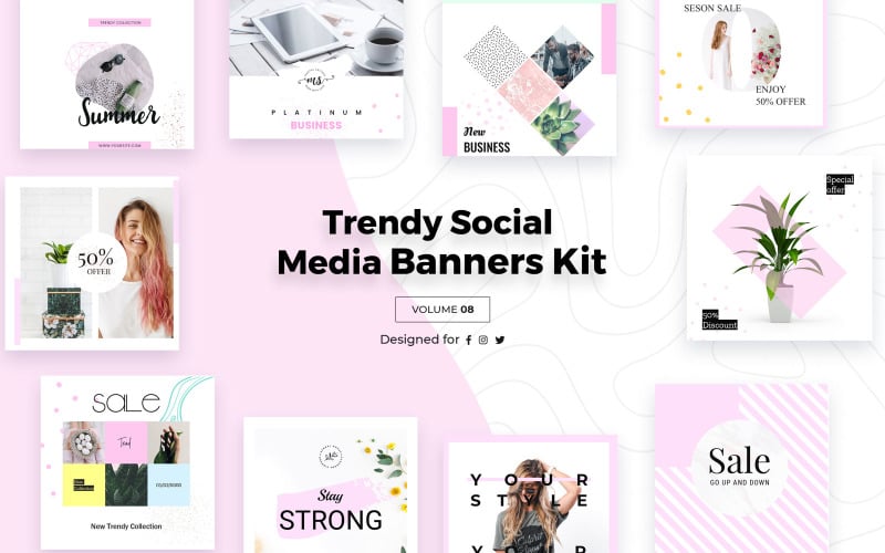 Download Шаблон для соцсетей "Trendy Banners Pack Social Media Template" / Trendy Banners Pack Social Media Template - Шаблон для соцсетей на тему графика trendy,social,media,banners,pack,viii,business,blog,fashion,shop,facebook,twitter,instagram,templates,template
