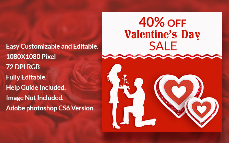 Download Шаблон для соцсетей "Valentines Sale Banner Social Media Template" / Valentines Sale Banner Social Media Template - Шаблон для соцсетей на тему графика instagram,marketing,party,party banner,promotion,promotions,red,sexy banner,social media,social media banner,valentine days,valentine instagram,valentines day,web banner,template