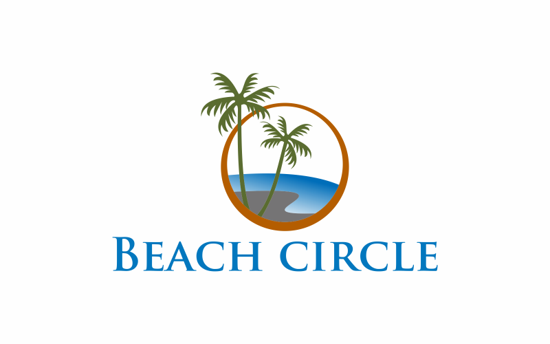 Download Шаблон логотипа "Beach Circle Logo Template" / Beach Circle Logo Template - Шаблон логотипа на тему графика beach,circle,vector,illustration,ocean,travel,sun,palm,holiday,design,sunset,island,graphic,logo,water,concept,sunrise,abstract,sunshine,blue