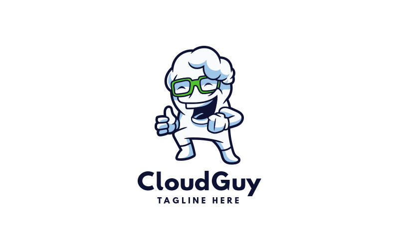 Download Шаблон логотипа "Cloud Mascot" / Cloud Mascot - Шаблон логотипа на тему графика cloud,mascot,tech,it services,computer,cloud storage,nerdy,iot,hosting,internet,softwares,coding,information,podcast,character,cartoon,technology,electronics,mobile,development