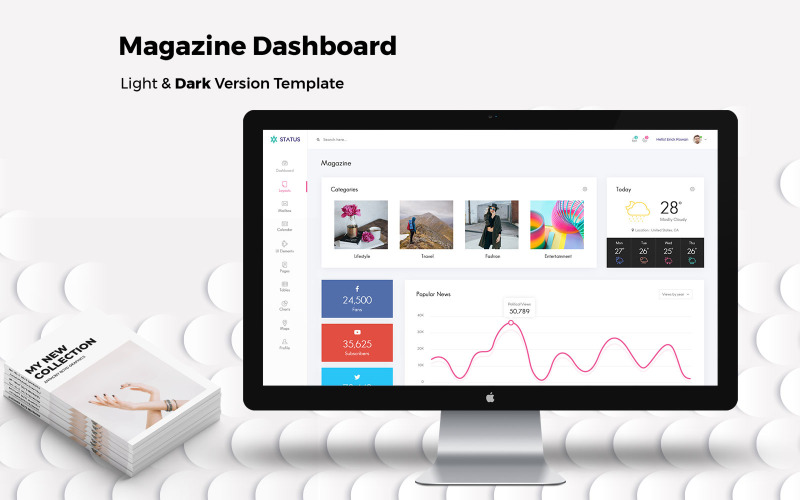 Elemente der Benutzeroberfläche des Magazin-Admin-Dashboards